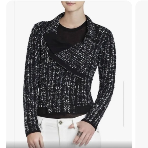 EUC Reeve Moto Cardigan Black White Cotton Blend Scandi Knitwear - Picture 15 of 15